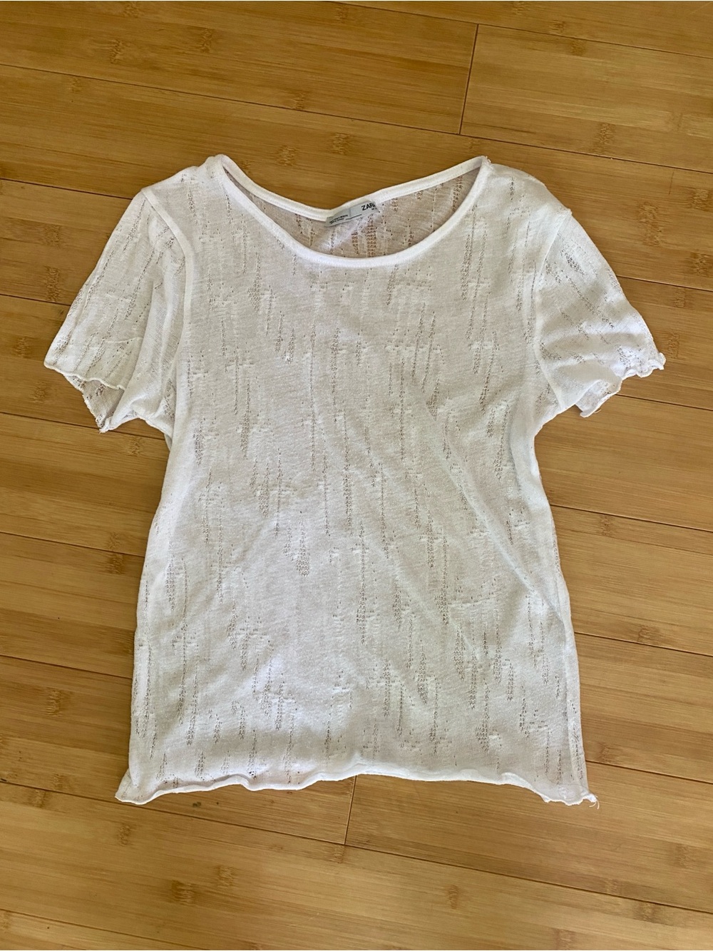 Zara Cream Short Sleeve Knit Tee